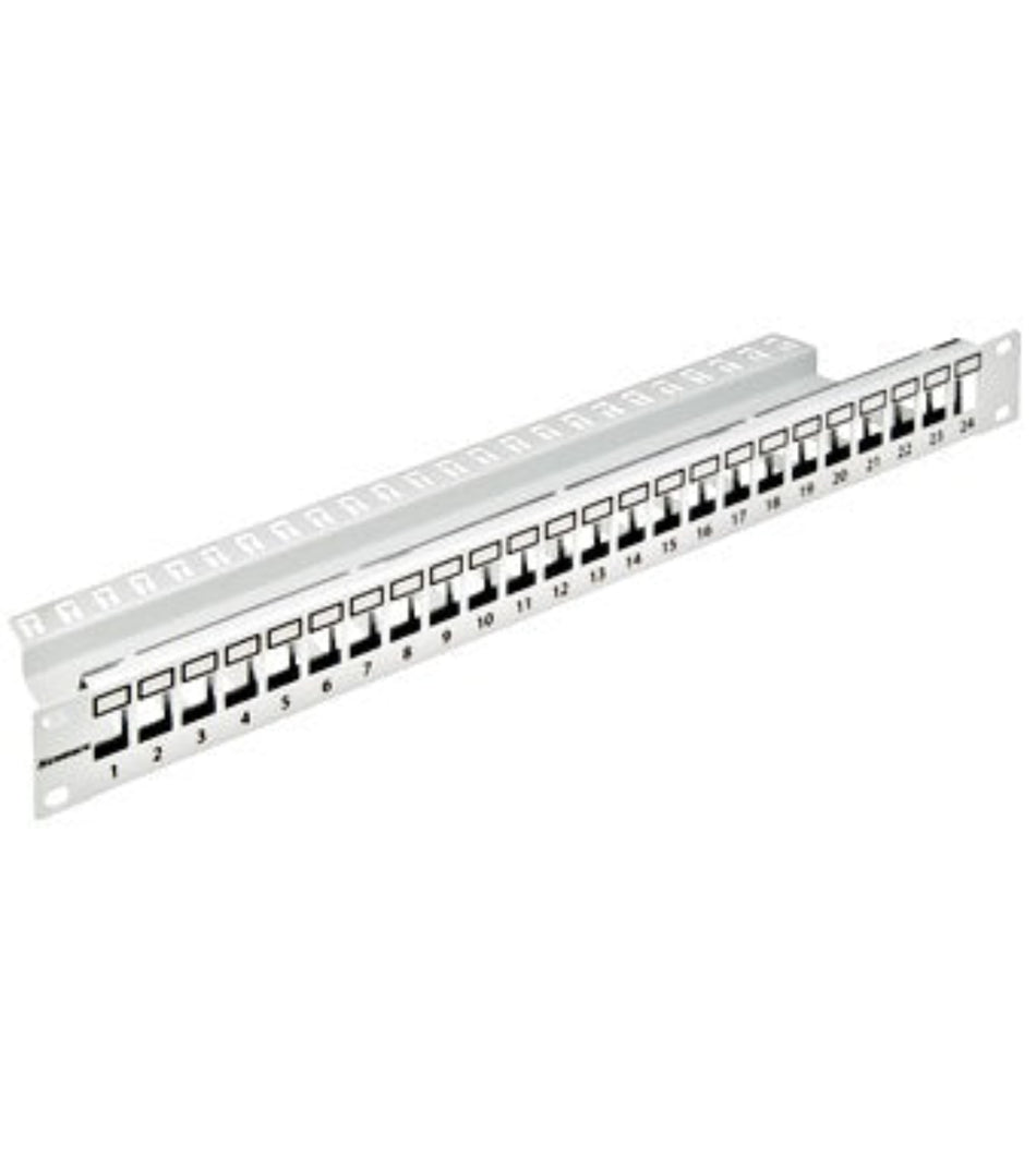 Patchpanel 19" – Leerfeld für 24 Module (SFA / SFB) | 1HE | RAL 7035