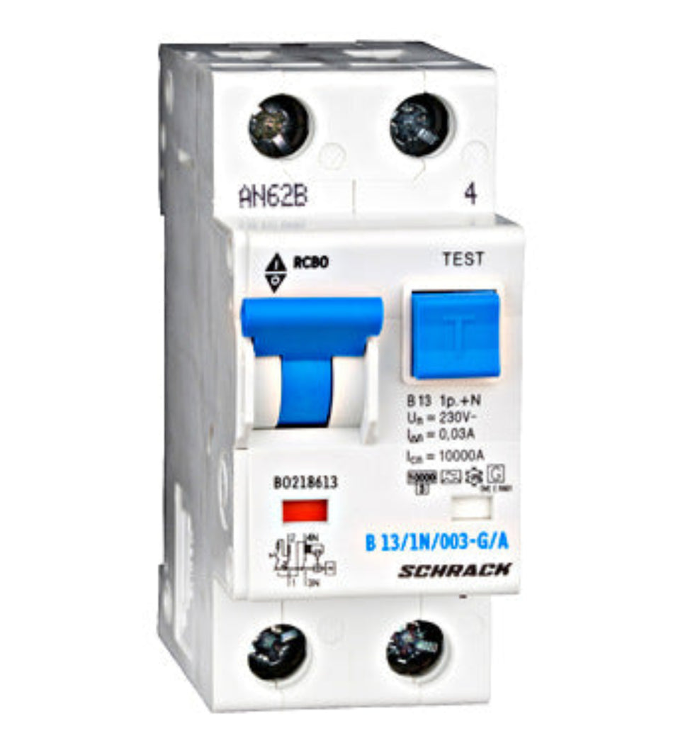 FI/LS-Schalter – Kennlinie B – 13A – 30mA – 1+N – Bauart G – Typ A